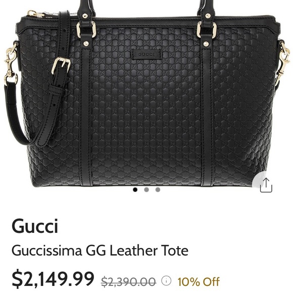 Gucci Micro Guccissima Black Leather Tote - Picture 1 of 16